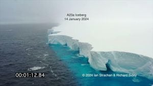 Massive Iceberg A23a Approaches South Georgia Island