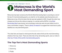 Motorsporları zor mudur Mesela futboldan zor mudur Dünya'nın en zor sporu nedir?