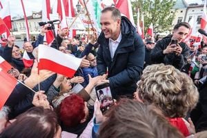 Karol Nawrocki Faces Protests During Rzeszow Campaign Event