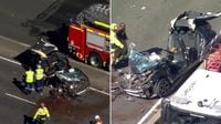 Traffic chaos after four-vehicle crash leaves four injured on major highway