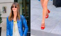 Daisy Edgar-Jones Promotes ‘On Swift Horses’ in Whimsical Bright Red Mary Jane Block Heels While in New York