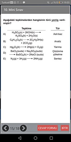 Tepkime türlerinden hangisi yanlıştır?