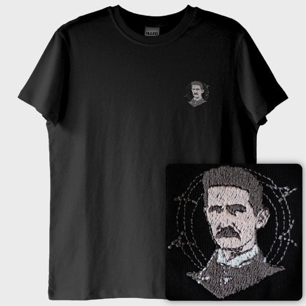Nikola Tesla T-Shirt (Nakış, %100 Pamuk)
