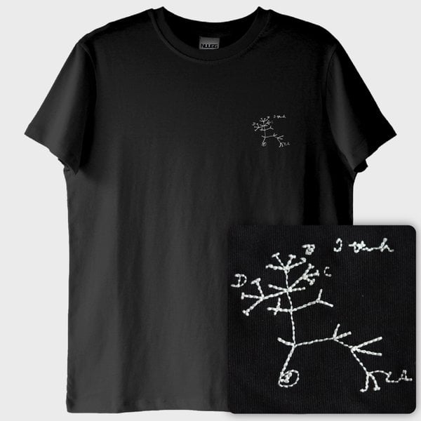 "I think...": Darwin'in Yaşam Ağacı T-Shirt (Nakış, %100 Pamuk)