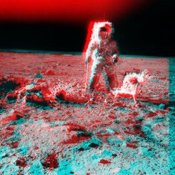 Apollo 12: Stereo View Near Surveyor Crater