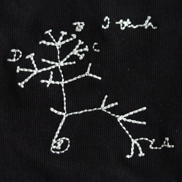 "I think...": Darwin'in Yaşam Ağacı T-Shirt (Nakış, %100 Pamuk)