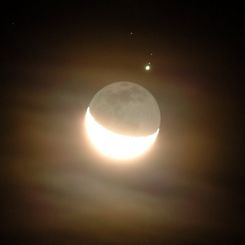 Jupiter and the Moon's Shadowed Horizon