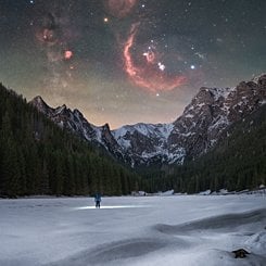Orion's Treasures over Snowy Mountains