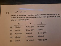 Elementlerin sınıflandırılması hangi şıkta doğru verilmiştir?