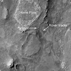 Spirit Rover on Mars Imaged from Orbit