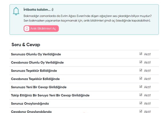 Bildirim Ayarları Sekmesi