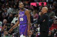 Kevin Durant's reaction after chat with LeBron James sparks rumors he will join the Lakers next year