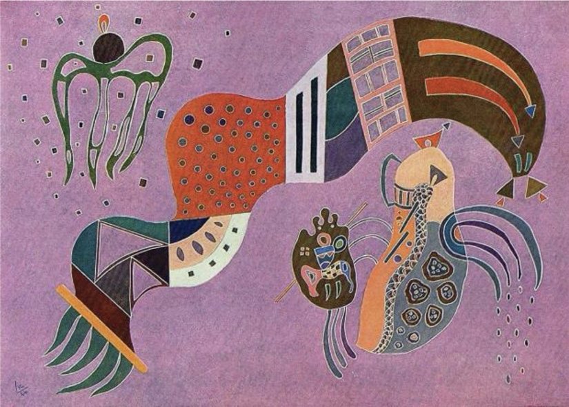 Resim 7: W. Kandinsky, Öfkeli Elan, 1944, 42x58 cm., Karton Üzerine Yağlı Boya, Ulusal Modern Sanat Müzesi,  Paris.