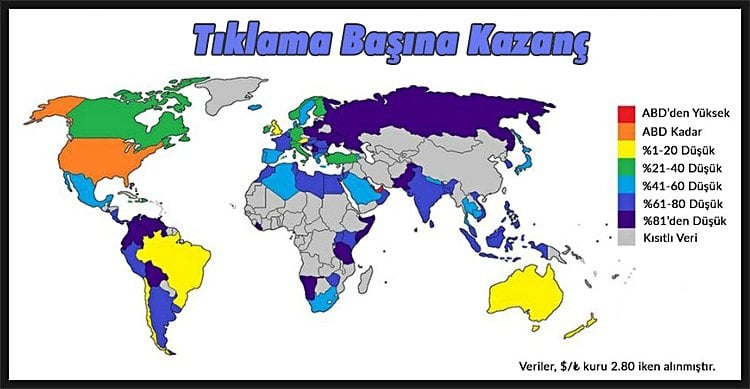 1 ABD Doları 2.80 dolaylarında iken bile Türkiye'deki reklamların gelirleri,
                 ABD'dekinden %21-40 arası daha düşüktü. Günümüzdeki kur ile bu fark çok daha fazla açıldı.