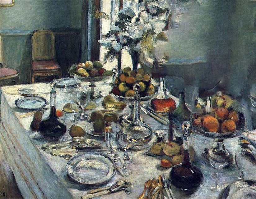 Resim Henri Matisse'nin 1896 yılında, "The Dinner Table" ismiyle çıkardığı bir çalışma. Normalde bir kadın resmi de vardır fakat yazımıza uyacak şekilde kadın resmini çıkartmaya çalıştık
