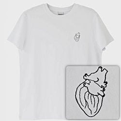 Kalp T-Shirt (Nakış, %100 Pamuk)