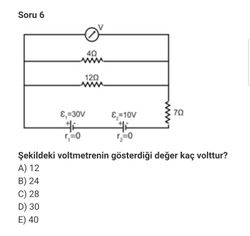 Şekildeki voltmetre kaç volt ölçer?