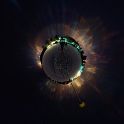 Küçük Gezegen Görünümünden Işık Sütunları