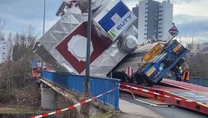 Convoy Overturns On Bridge Near Nancy