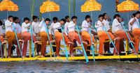 Photos show boat races during Buddhist religious celebrations in Myanmar