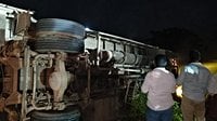 2 dead, many injured in separate accidents as 2 private buses overturn in Andhra