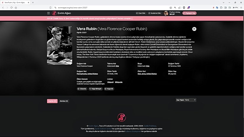 Bir kişiyi bilinen tüm bilgileriyle girdiğiniz zaman sayfasında böyle gözükecektir.