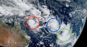 Three Tropical Cyclones Spin Simultaneously In South Pacific