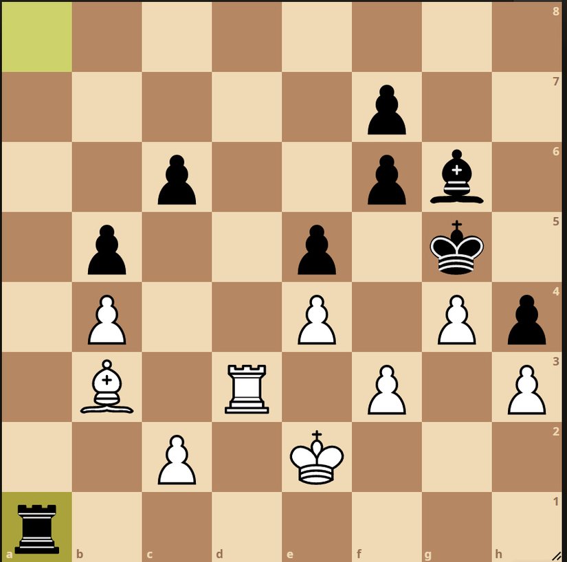 Burada paniklemeye başlamıştım ve hızlıca oynadım hamlemi. Siyahlar beni gayet zorluyor ve artık işin rengi değişmişti. Siyahların fili oyun dışı olduğu halde pek yararlanamıyordum bundan.