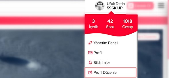 Sitenin sağ üstündeki profil fotoğrafınıza tıkladıktan sonra "Profil Düzenle"ye basın.