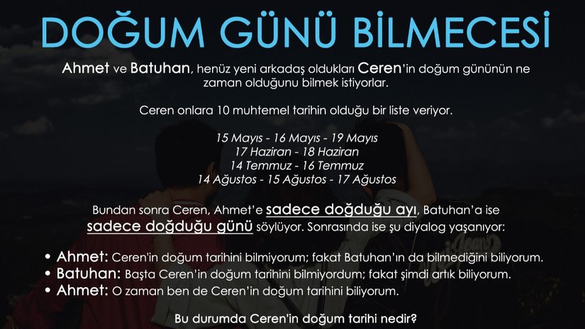 Mantık Sorusu: Ceren'in Doğum Günü Ne Zaman?