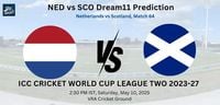 NED vs SCO Dream11 Prediction: Today's Match 64 - Fantasy Cricket Tips, Captain Choices, Playing XI & Injury Updates - ICC Cricket World Cup League Two 2023-27