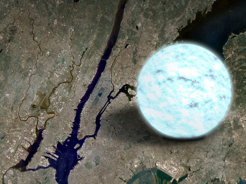 Bir nötron yıldızı ile Manhattan yarımadasının kıyaslanması...