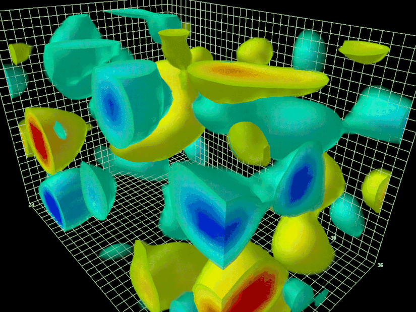Kuantum vakumunda sanal partikülleri gösteren kuantum alan teorisinin görselleştirilmiş hali. (Spesifik olarak güçlü etkileşimler için) Boş uzayda bile, bu vakum enerjisi sıfırdan farklı.