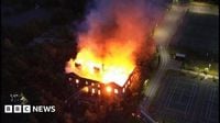 Huge fire at abandoned Woolton Hall mansion in Liverpool