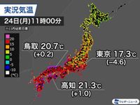 西日本、東日本は昨日より気温の上昇鈍い　それでも一部で20℃を上回る|au Webポータル