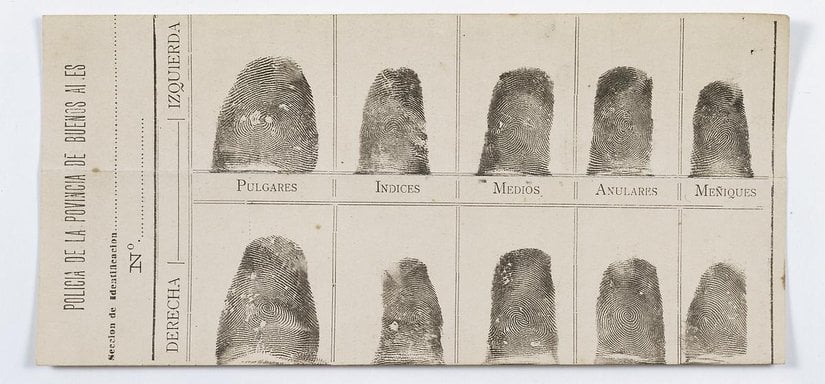 Fingerprint card, Francisca Rojas, 1892