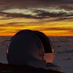 Clouds, Comet and Crescent Moon