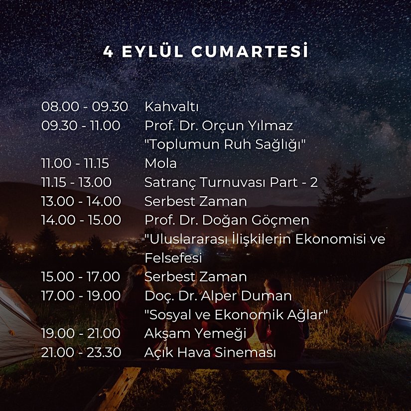 4 Eylül 2021 Cumartesi Programı