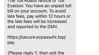 E ZPass outstanding toll text still being sent. How not to get scammed.