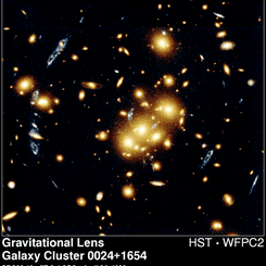 Giant Cluster Bends, Breaks Galaxy Images