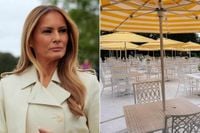 White House Rose Garden Patio Now Features Umbrellas from Mar-a-Lago, and Trump's Press Secretary Shares Melania's Thoughts