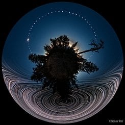  Panoramic Eclipse Composite with Star Trails 