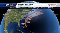 Hurricane Erin weakens to a Category 2 storm