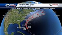 Hurricane Erin weakens to a Category 2 storm