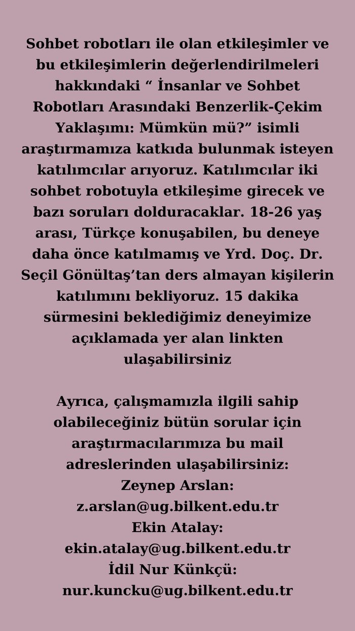 Psikoloji Lisans Eğitimi Bitirme Projesi Katılımcı Çağrısı