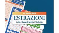 Estrazioni Lotto, SuperEnalotto e 10eLotto serale di sabato 19 aprile 2025