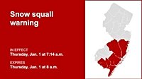 Update: Snow squall warning for 5 N.J. counties Thursday morning