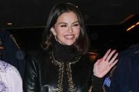 Selena Gomez Wears $15K Leather Jacket and Miniskirt Set for N.Y.C. Night Out with Fiancé Benny Blanco