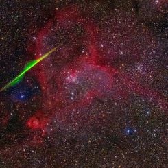  Spiral Meteor through the Heart Nebula 