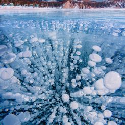  Methane Bubbles Frozen in Lake Baikal 